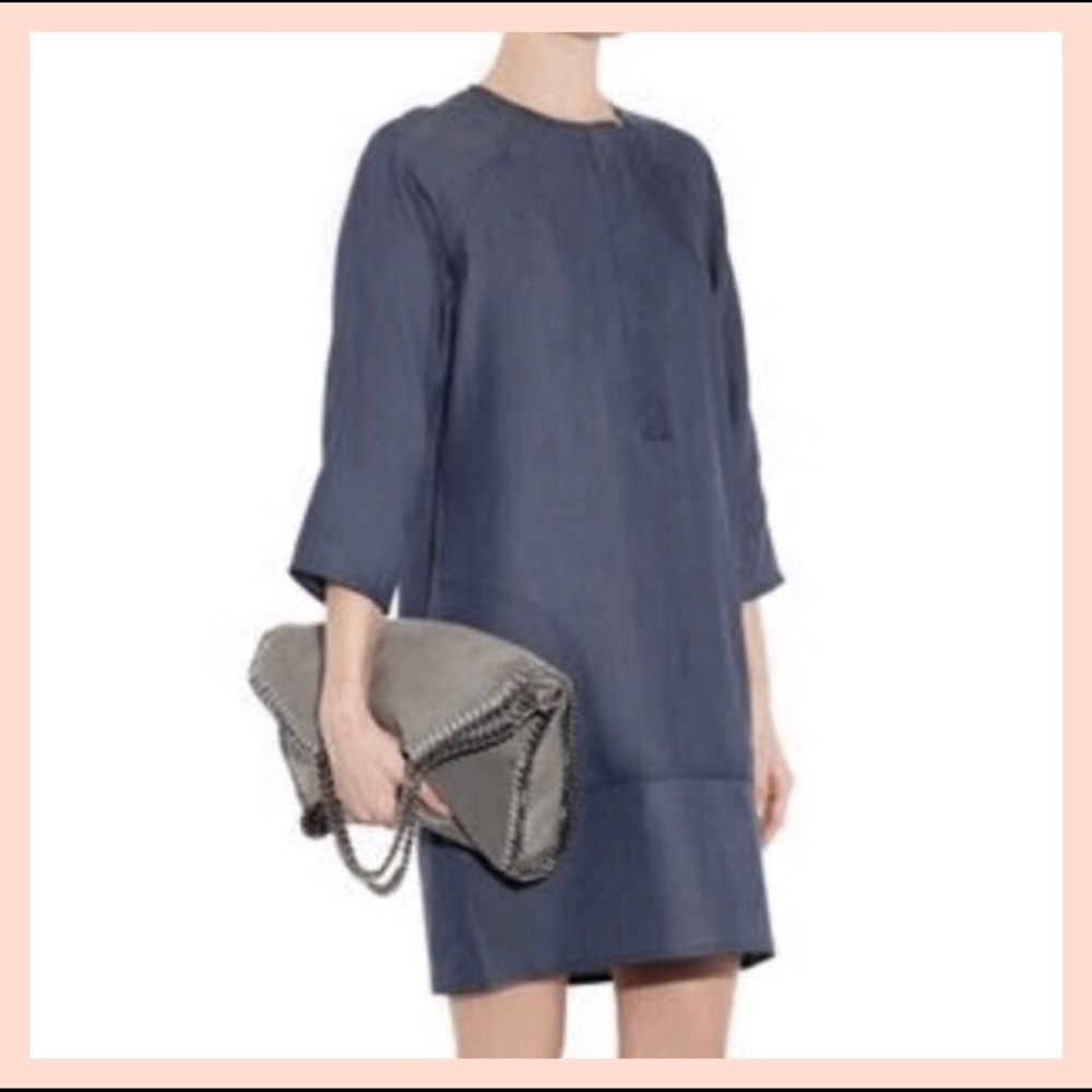 VINCE blue Drape Chambray casual zip front dress